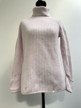 Club Monaco Ribbed Turtleneck Sweater Blush Pink Wool Blend Size M